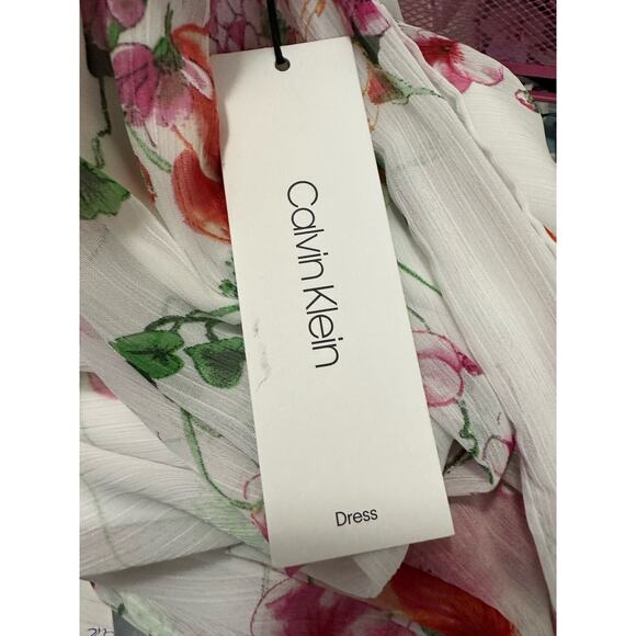 Calvin Klein white red floral print cold shoulder maxi dress size 4 - Picture 6 of 16